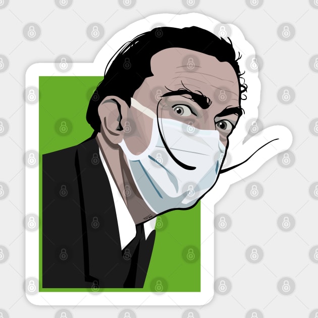 Dali with a mask (green) Sticker by So Red The Poppy